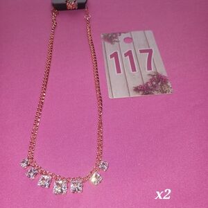 Elegant Rose Gold Necklace with Clear Stones